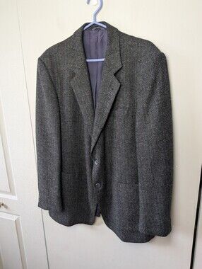 100% Wool Vintage Men Blazer Size 44R Gray Color Grandpa Style Boho